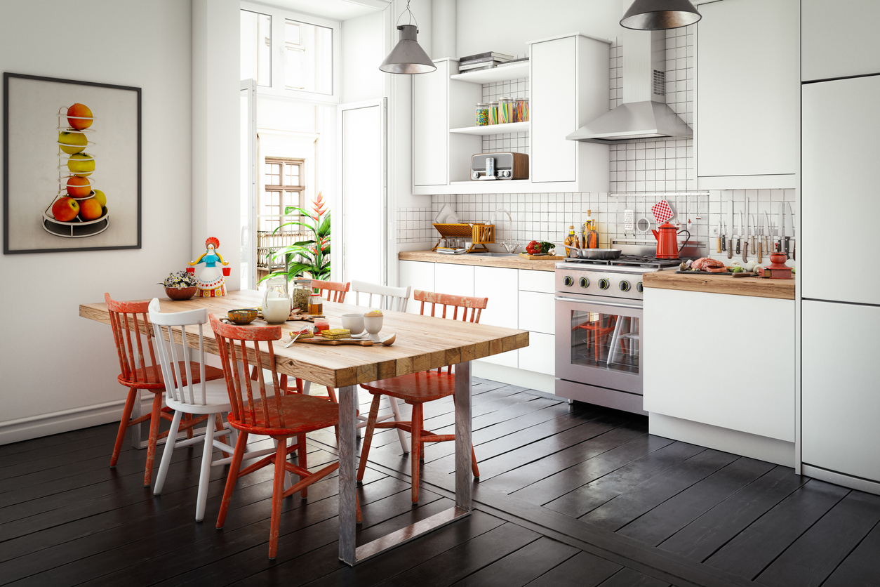 Scandinavian Domestic Kitchen and Dining Room