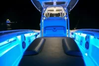 LED strip lights illuminating the deck of a boat